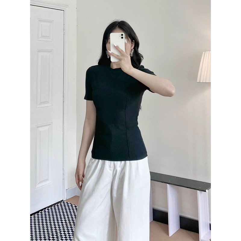 Áo thun vải cotton bao mềm mịn tay ngắn viền form dài 3 màu
