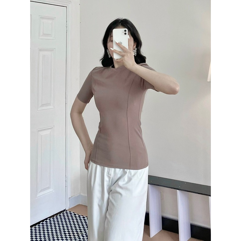 Áo thun vải cotton bao mềm mịn tay ngắn viền form dài 3 màu