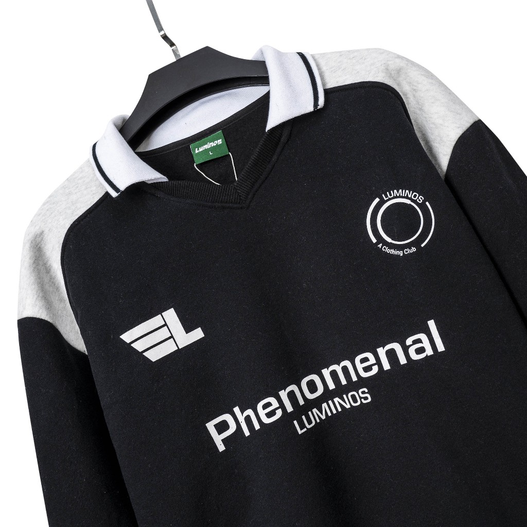 Áo Polo Oversize Phenom - Áo Polo Dài Tay Nỉ Bông Cao Cấp Dáng Rộng Unisex - Brand Luminos