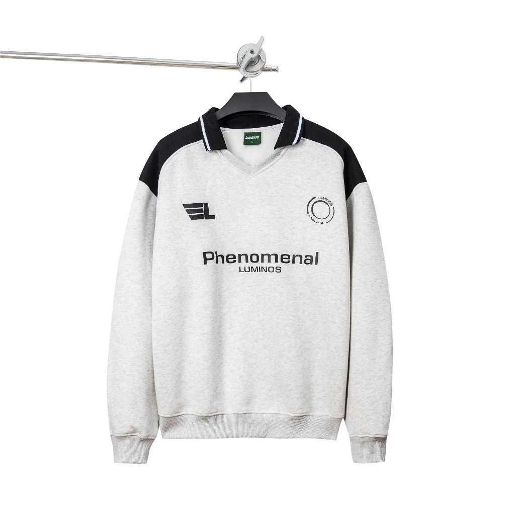 Áo Polo Oversize Phenom - Áo Polo Dài Tay Nỉ Bông Cao Cấp Dáng Rộng Unisex - Brand Luminos