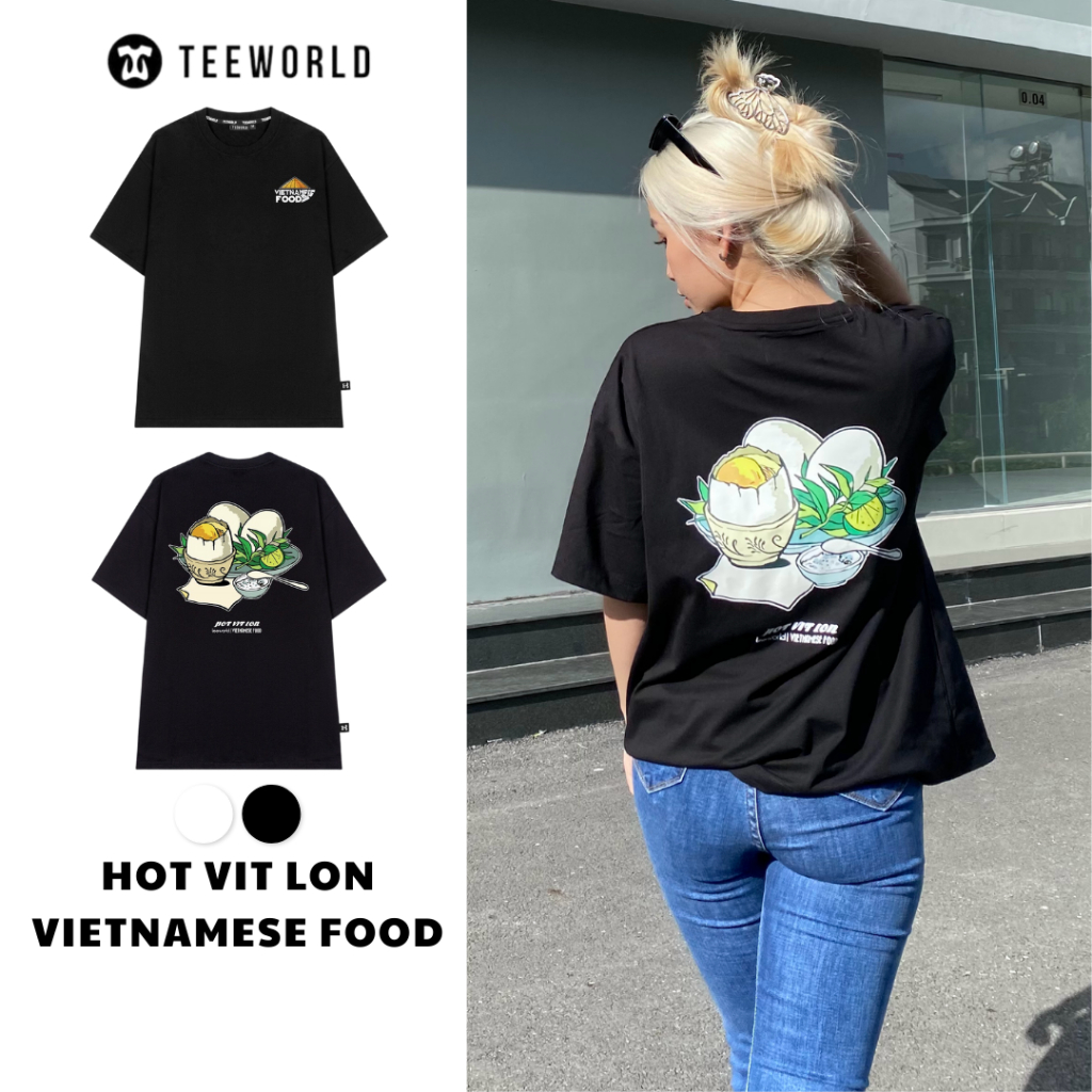 Áo thun món ăn Việt Nam - áo thun Local Brand Teeworld TW x Vietnamese Food - Hột Vịt Lộn Nam Nữ Trắng Đen Form Rộng Uni