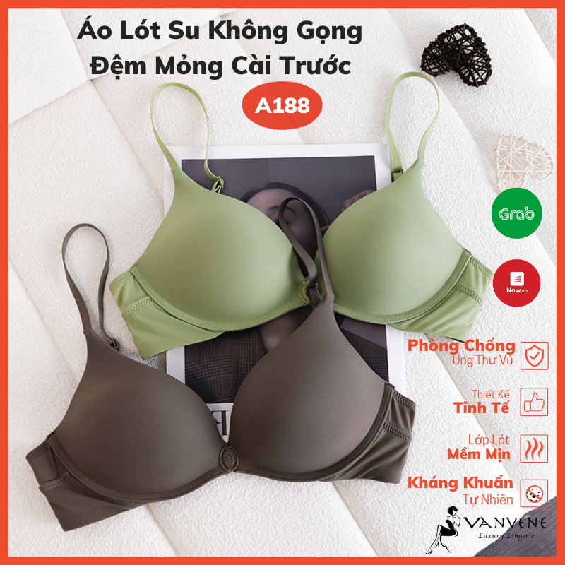 Áo lót nữ Vanvene, áo ngực su đúc A188 không gọng đệm mỏng chống xệ cài trước ôm gom ngực, mặc hở lưng