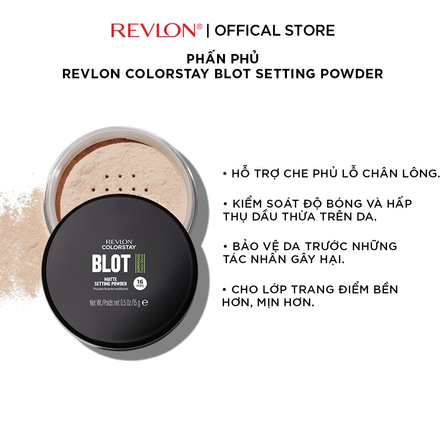[Độc Quyền Tết] Combo Phấn Phủ Blot Setting Powder Và Kem Nền Makeup Combination/Oily 24H SPF 15 Revlon - Set 4.9