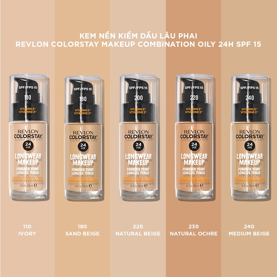 [Độc Quyền Tết] Combo Phấn Phủ Blot Setting Powder Và Kem Nền Makeup Combination/Oily 24H SPF 15 Revlon - Set 4.9