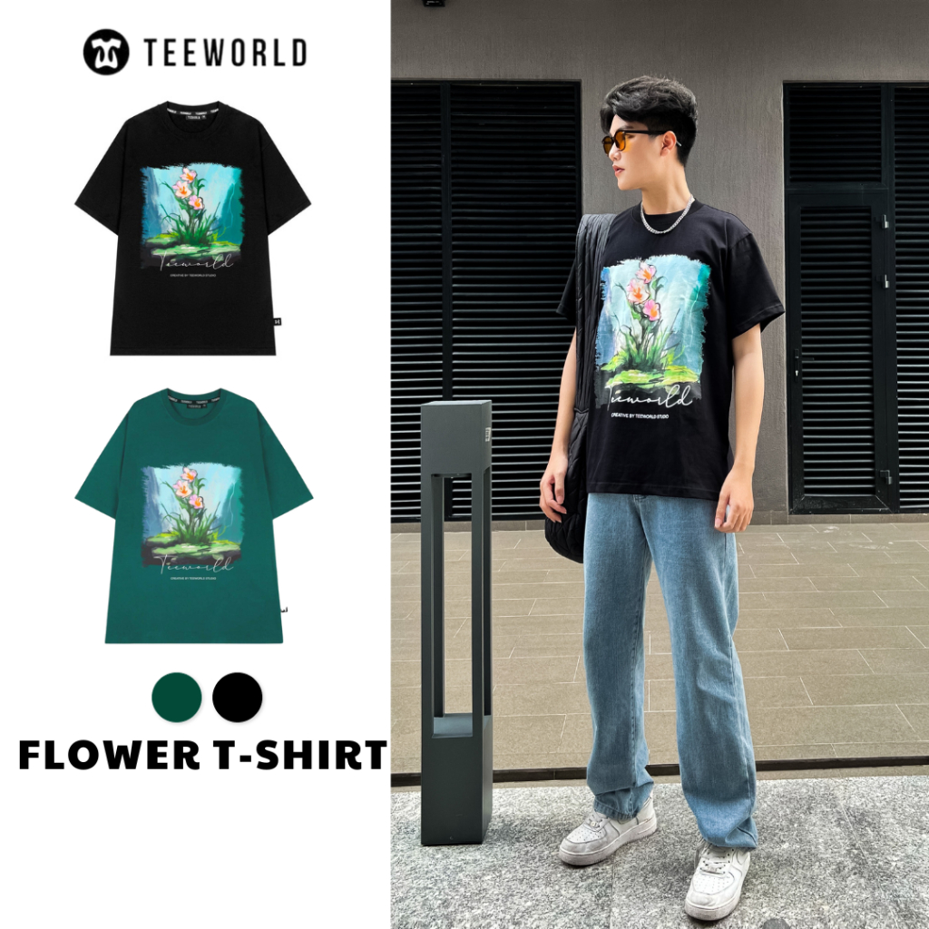 Áo Thun Local Brand Teeworld Flower T-shirt Trắng Đen Nam Nữ Form Rộng Unisex