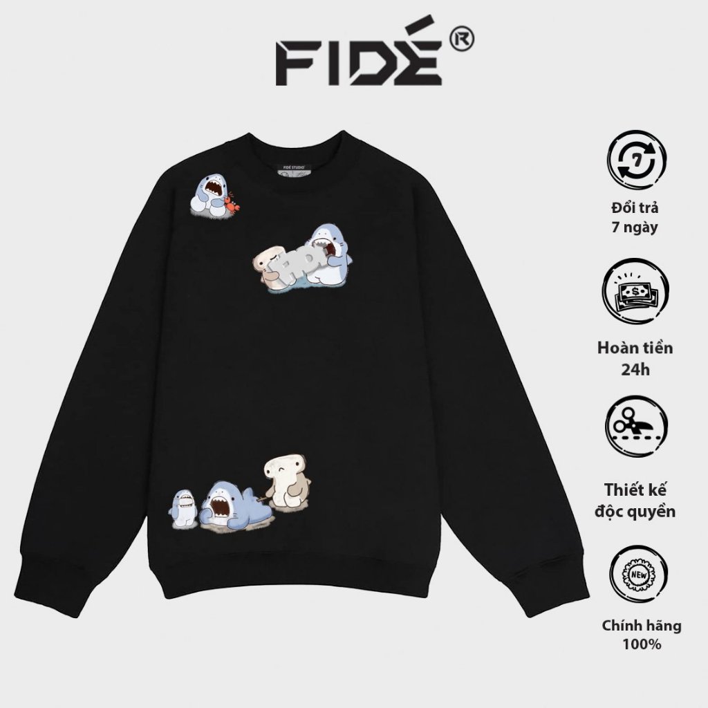 Áo Sweater FIDE SHARK unisex nam nữ Sweater Cotton oversize form rộng -SW03