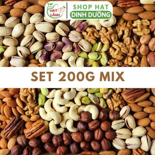 Set hạt dinh dưỡng mix làm sữa, ăn dặm, nguyên liệu làm ngũ cốc gói 200g (Hạt sống) - Tặng túi zip giấy