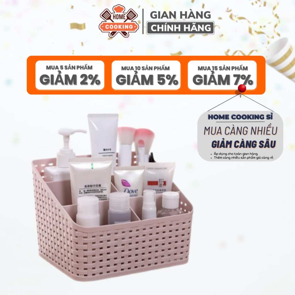 Khay nhựa đan để bàn nhiều ngăn đa năng 5 Ngăn