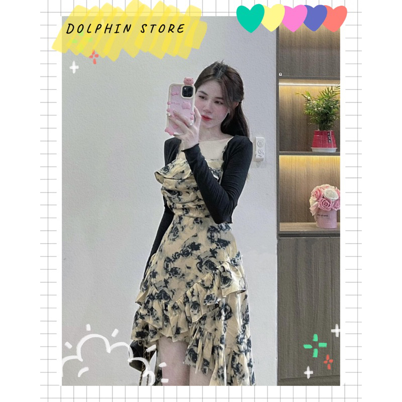 BIGSIZE Set đầm hoa 2s kèm áo khoác bigsize - set đầm hoa nhí bigsize - đầm đuôi cá bigsize - đầm tua rua bigsize