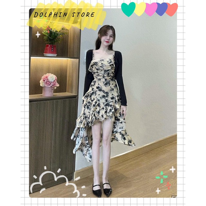 BIGSIZE Set đầm hoa 2s kèm áo khoác bigsize - set đầm hoa nhí bigsize - đầm đuôi cá bigsize - đầm tua rua bigsize