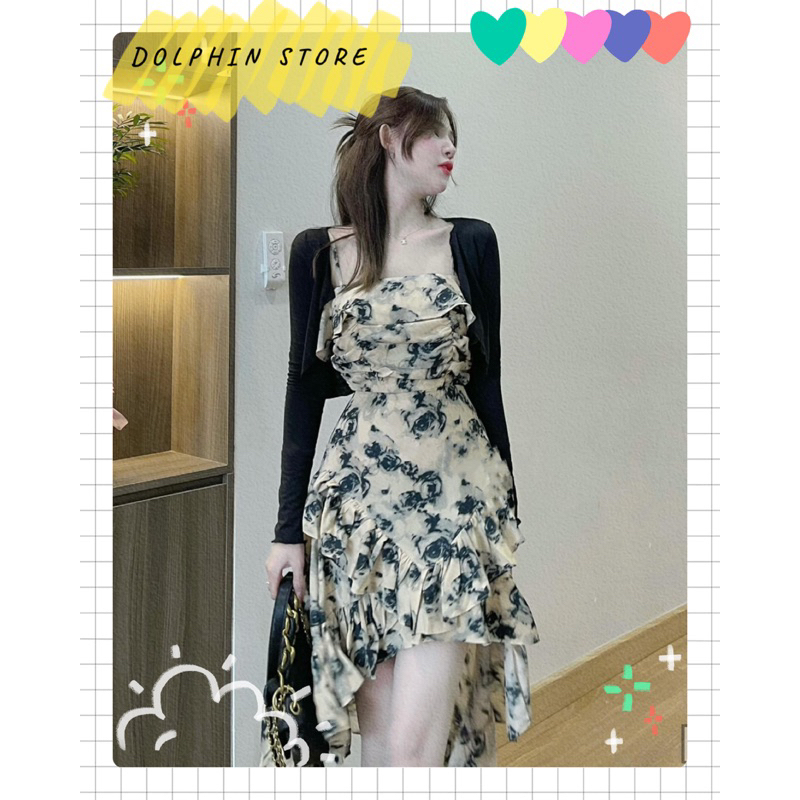 BIGSIZE Set đầm hoa 2s kèm áo khoác bigsize - set đầm hoa nhí bigsize - đầm đuôi cá bigsize - đầm tua rua bigsize