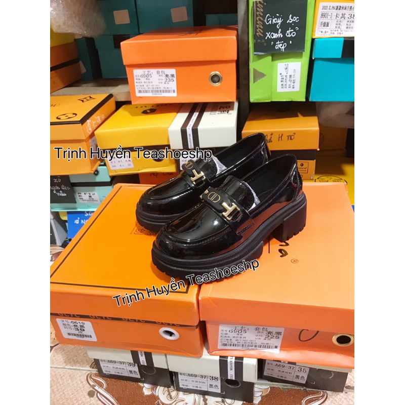 Giày lười moca 5cm-6cm hot mới,giày đốc đế răng cưa cao gót quảng châu loại đẹp,giày lolita mũi tròn hai đế bằng