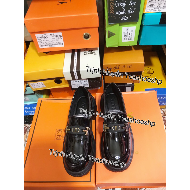 Giày lười moca 5cm-6cm hot mới,giày đốc đế răng cưa cao gót quảng châu loại đẹp,giày lolita mũi tròn hai đế bằng