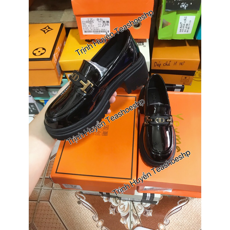 Giày lười moca 5cm-6cm hot mới,giày đốc đế răng cưa cao gót quảng châu loại đẹp,giày lolita mũi tròn hai đế bằng