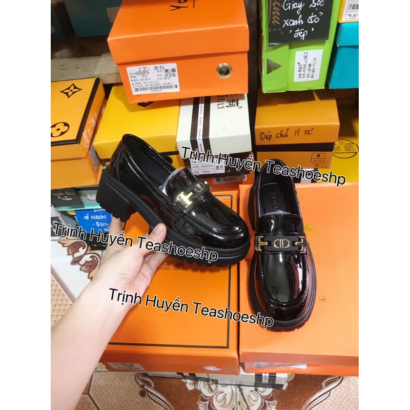 Giày lười moca 5cm-6cm hot mới,giày đốc đế răng cưa cao gót quảng châu loại đẹp,giày lolita mũi tròn hai đế bằng