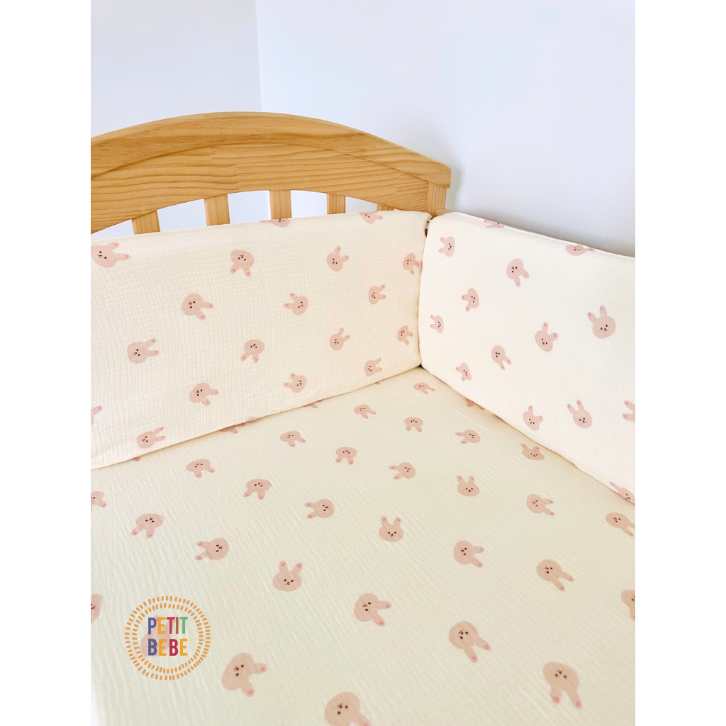 Bộ 4 tấm quây cũi cho bé PETIT BEBE chất liệu muslin nhiều họa tiết êm ái an toàn