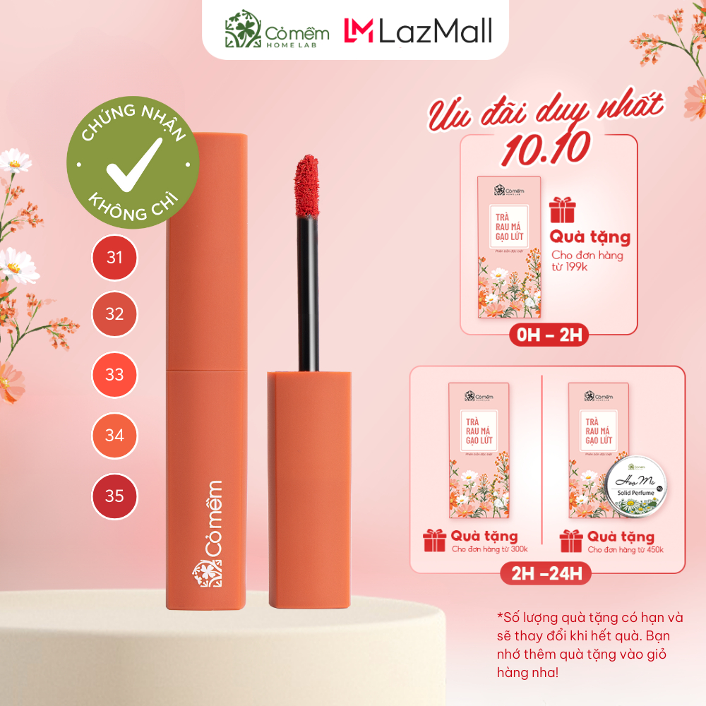 Son Kem Nhung Lì Mượt Không Silicone Cỏ Mềm Màu Đẹp An Toàn Từ Thiên Nhiên 3ml