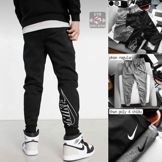 Quần jogger quần dài nam thể thao tập gym chạy bộ jogger Nike thun poly co giãn 4 chiều phom ôm nhẹ bo gấu