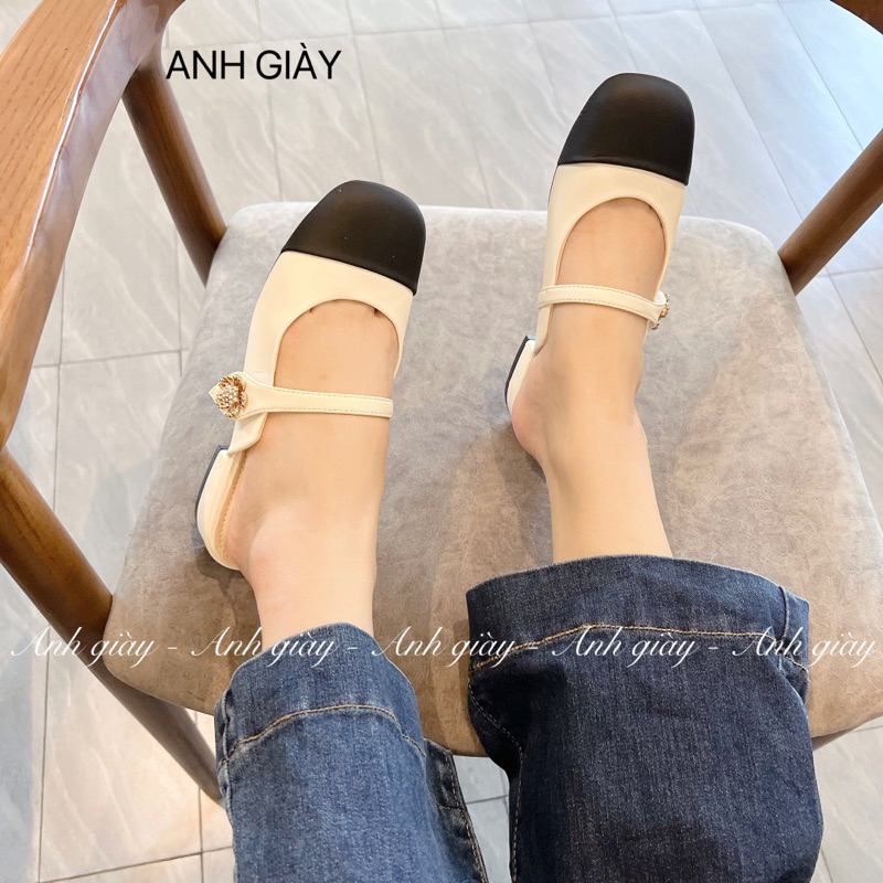 DL22 - Dép sục mũi vuông gói 2cm da lì quai đính Ngọc, dáng hot trend kiểu dáng trẻ trung phù hợp đi chơi , du lịch