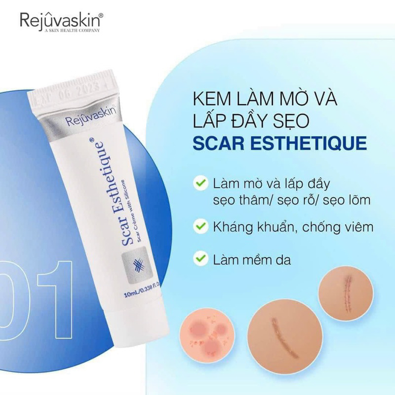 Kem xóa Sẹo Thâm, lấp đầy Sẹo Rỗ, Sẹo Lõm rejuvaskin Scar Esthetique 10 ml