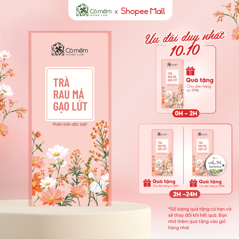 Trà Rau Má Gạo Lứt Giúp Đẹp Dáng Đẹp Da Cỏ Mềm 10 gói 50gr