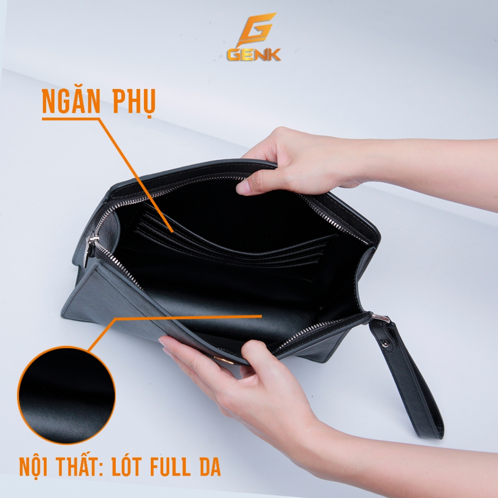 Ví Da Bò Nam Cầm Tay - CLutch Nam Thương Hiệu Genk - GBD05