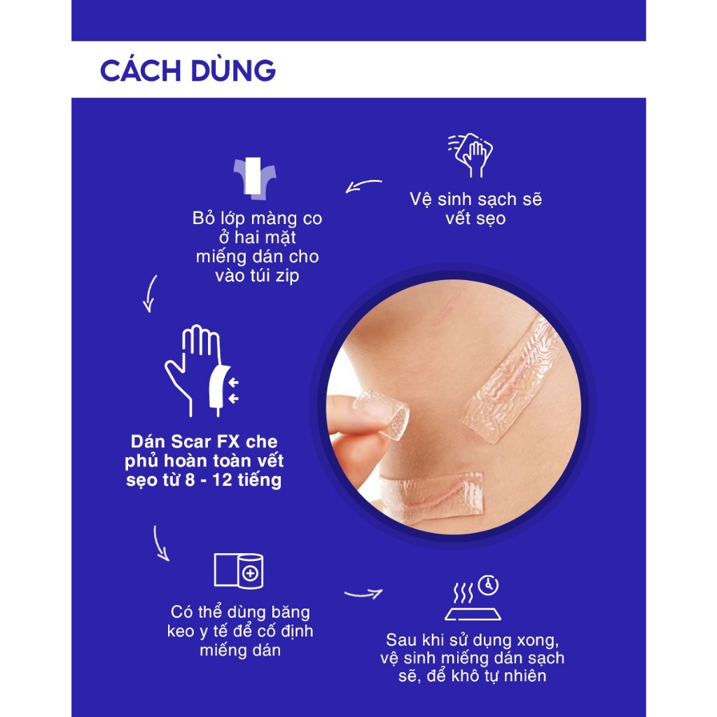 Miếng Dán Ngừa Sẹo và Làm Xẹp Sẹo Lồi / Phì Đại Scar FX 2,5x 2,5cm