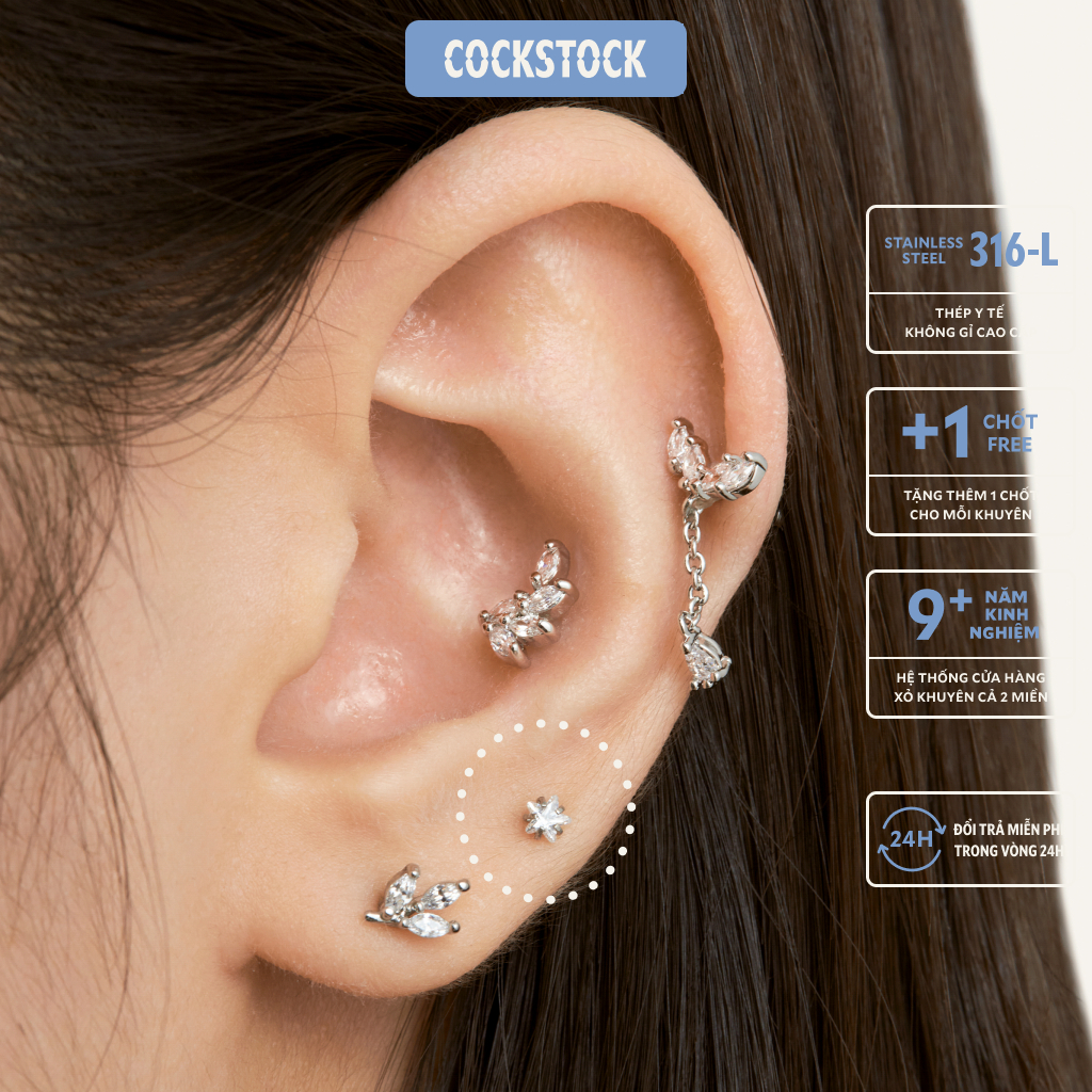 Khuyên tai đá Star Diamond CockStock