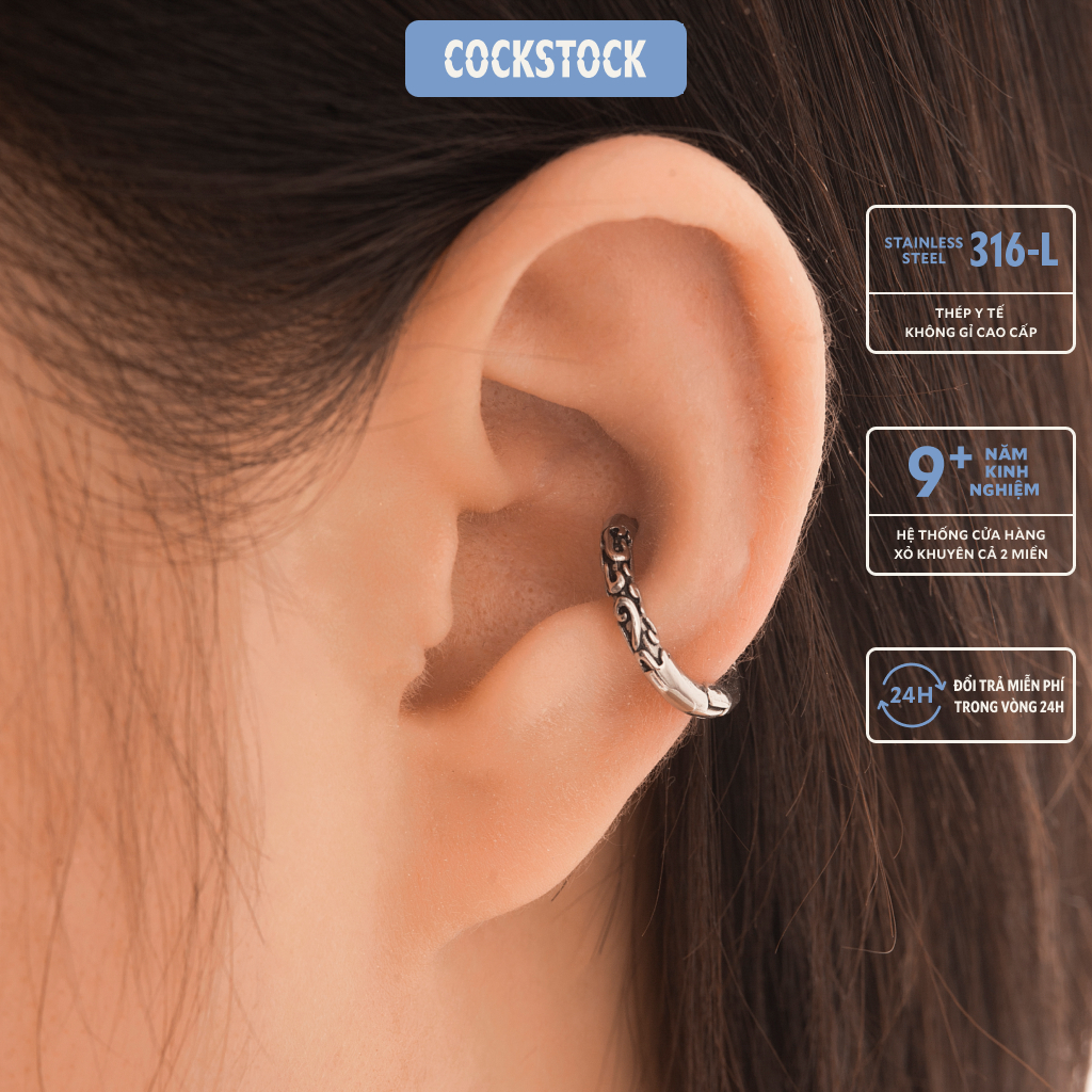Khuyên tai vòng Daruma Hoop Earring CockStock