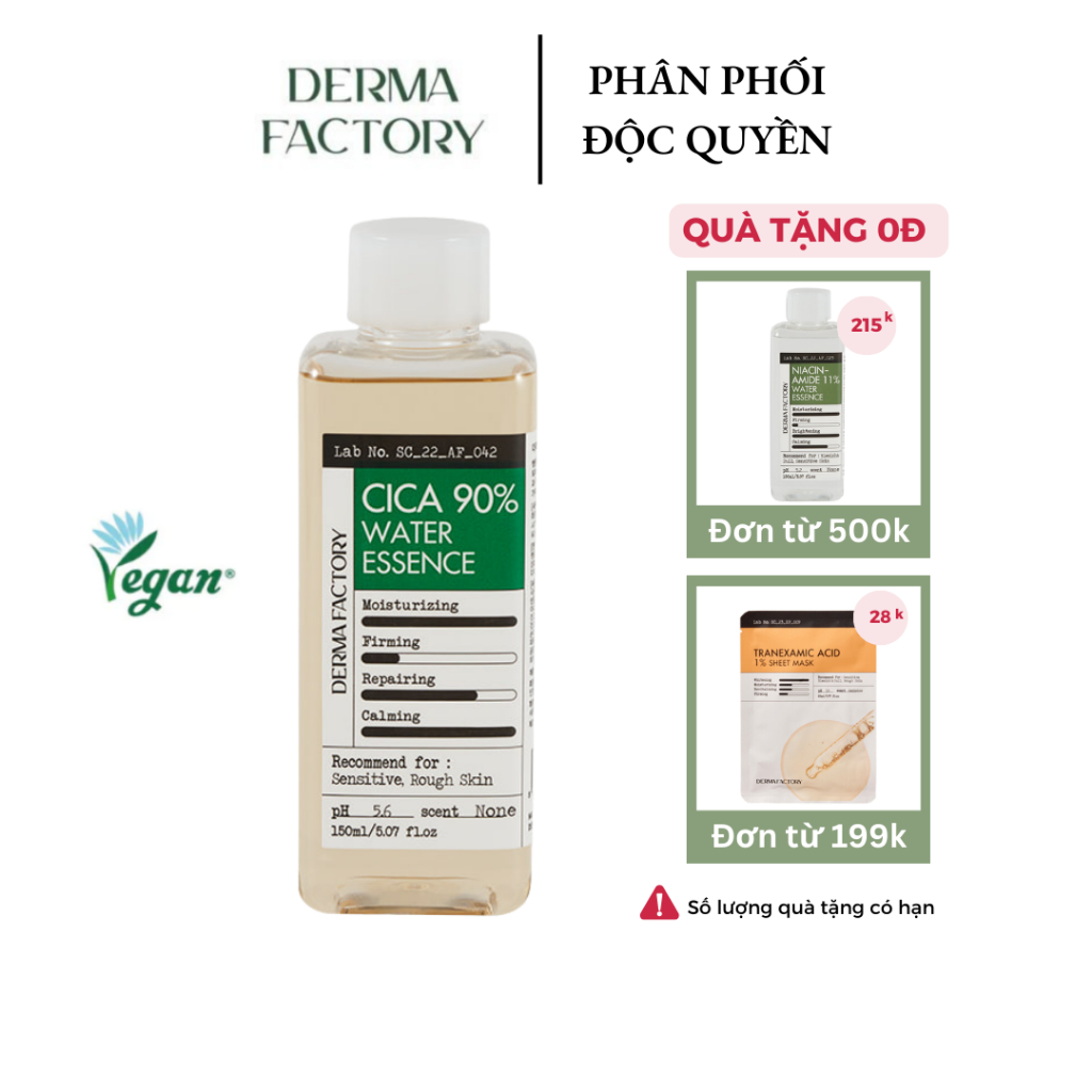 Nước tinh chất rau má (Centella Asiatica) Derma Factory Cica Water Essence 150ml