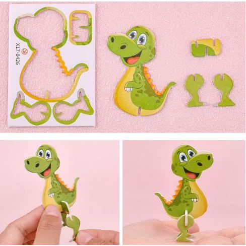 Đồ chơi lắp ráp mô hình 3D mini Khủng long/máy bay/xe chiến đấu bằng xốp cho Bé
