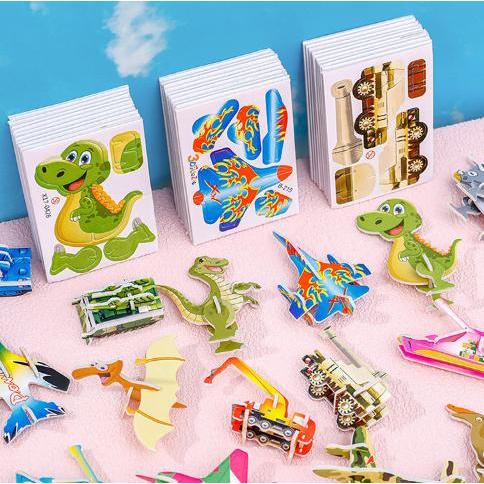Đồ chơi lắp ráp mô hình 3D mini Khủng long/máy bay/xe chiến đấu bằng xốp cho Bé