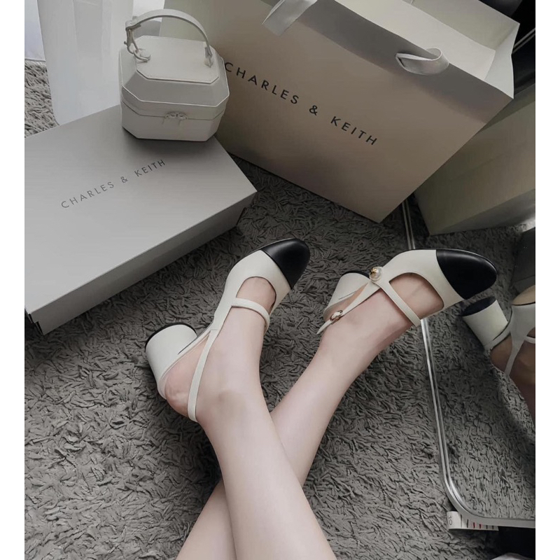 Giày sandal cao gót Cnk hở gót đế trụ tròn cao 6cm phối màu siêu xinh phong cách tiểu thư nhẹ nhàng thanh lịch