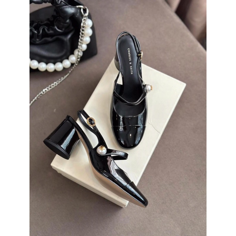 Giày sandal cao gót Cnk hở gót đế trụ tròn cao 6cm phối màu siêu xinh phong cách tiểu thư nhẹ nhàng thanh lịch