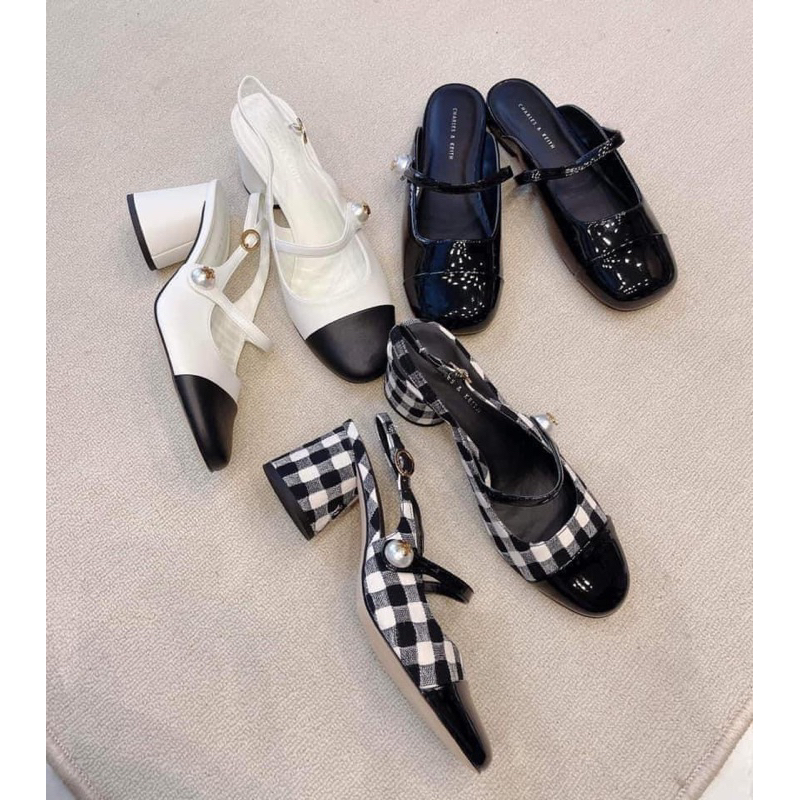 Giày sandal cao gót Cnk hở gót đế trụ tròn cao 6cm phối màu siêu xinh phong cách tiểu thư nhẹ nhàng thanh lịch