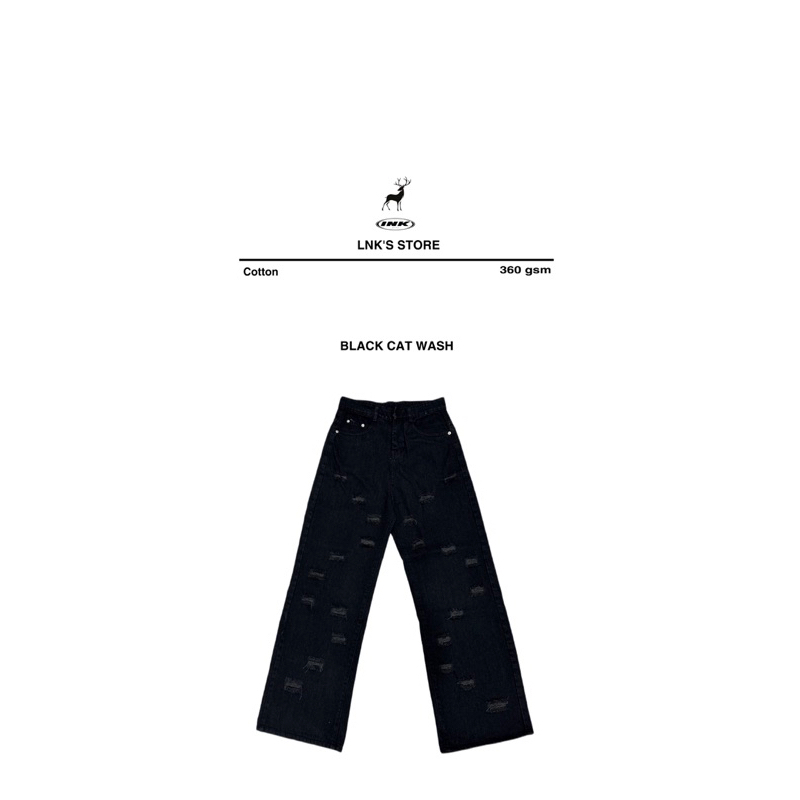 Quần Jean M4 Unisex Form Suông Màu Đen Wash