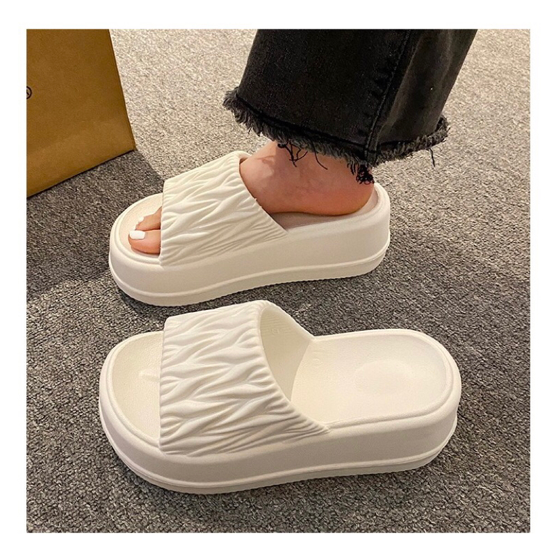 Dép bánh mì nữ quai ngang ,Dép nữ quai nhún độn đế 7cm cao cấp