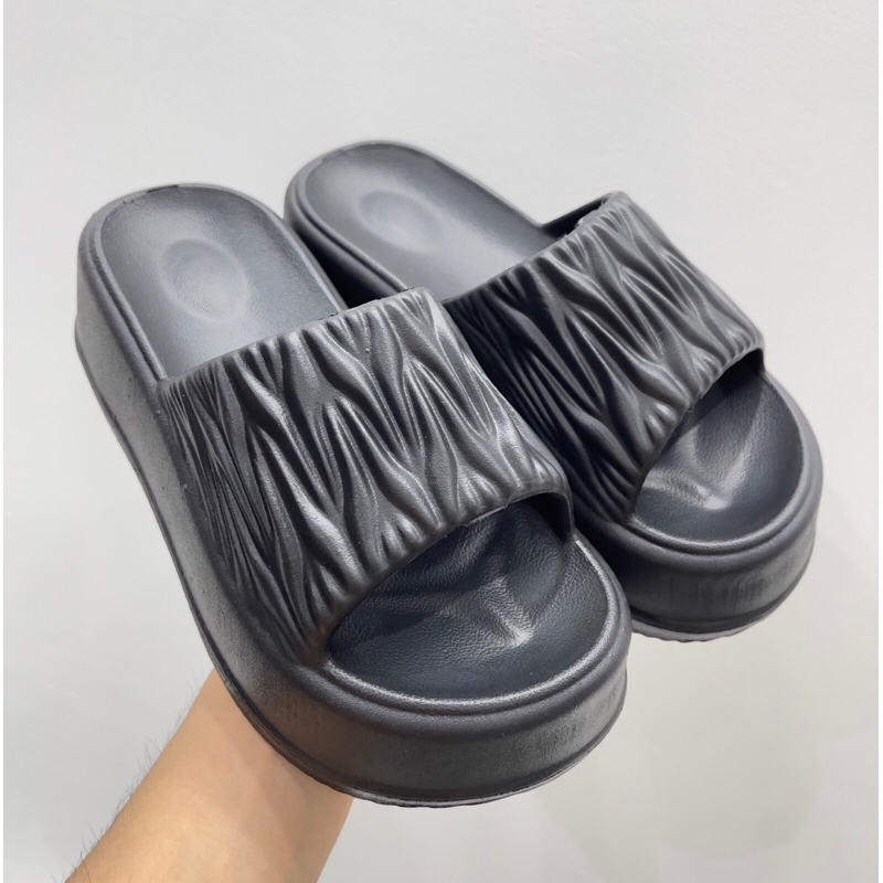 Dép bánh mì nữ quai ngang ,Dép nữ quai nhún độn đế 7cm cao cấp