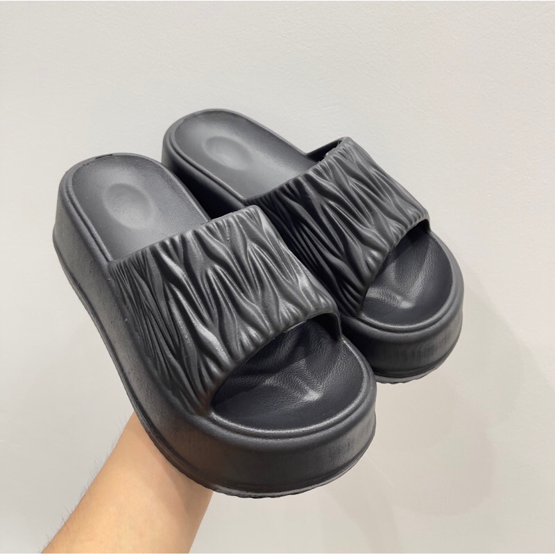 Dép bánh mì nữ quai ngang ,Dép nữ quai nhún độn đế 7cm cao cấp