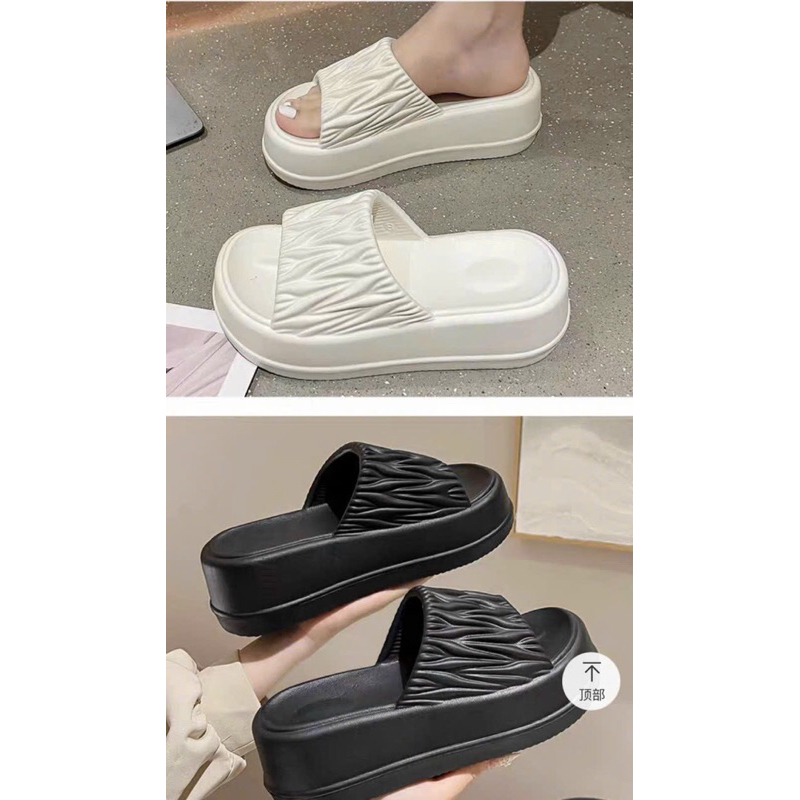 Dép bánh mì nữ quai ngang ,Dép nữ quai nhún độn đế 7cm cao cấp