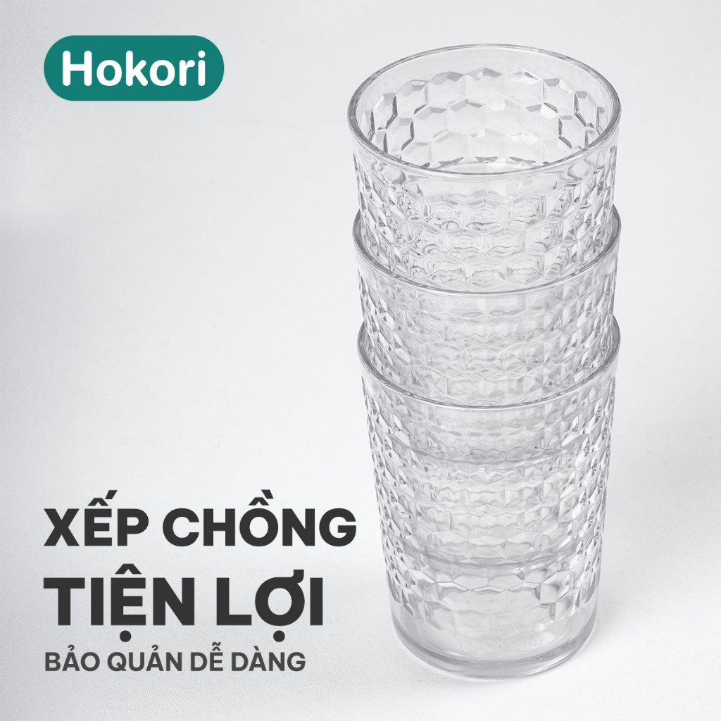 Cốc tổ ong 380ml Hokori 6383, Ca Cốc Nhựa Việt Nhật cao cấp, Cốc nhựa trong, Cốc uống nước, Ca sinh tố, trà chanh