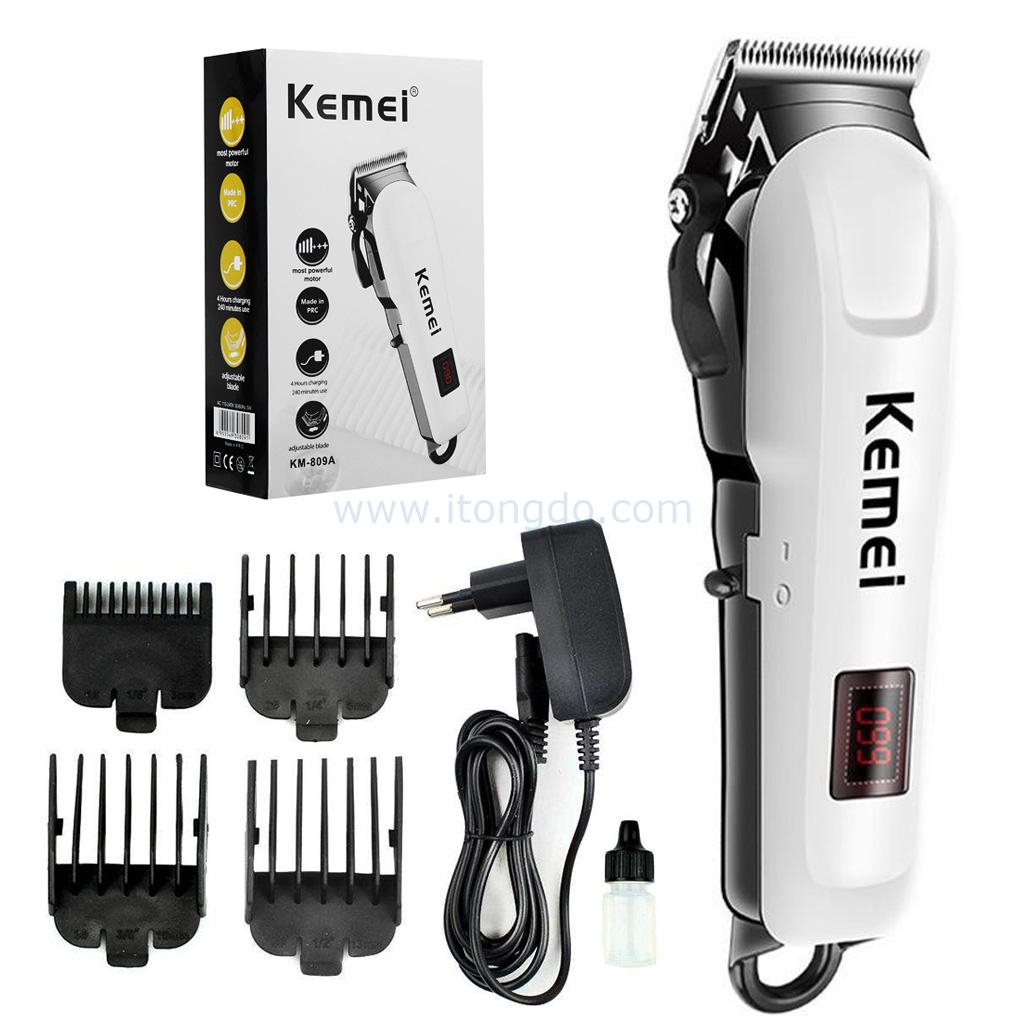 Tông Đơ Cắt Tóc Kemei KM-809A Chính Hãng Màn Hình Led Hiển Thị Pin-KHANHLY