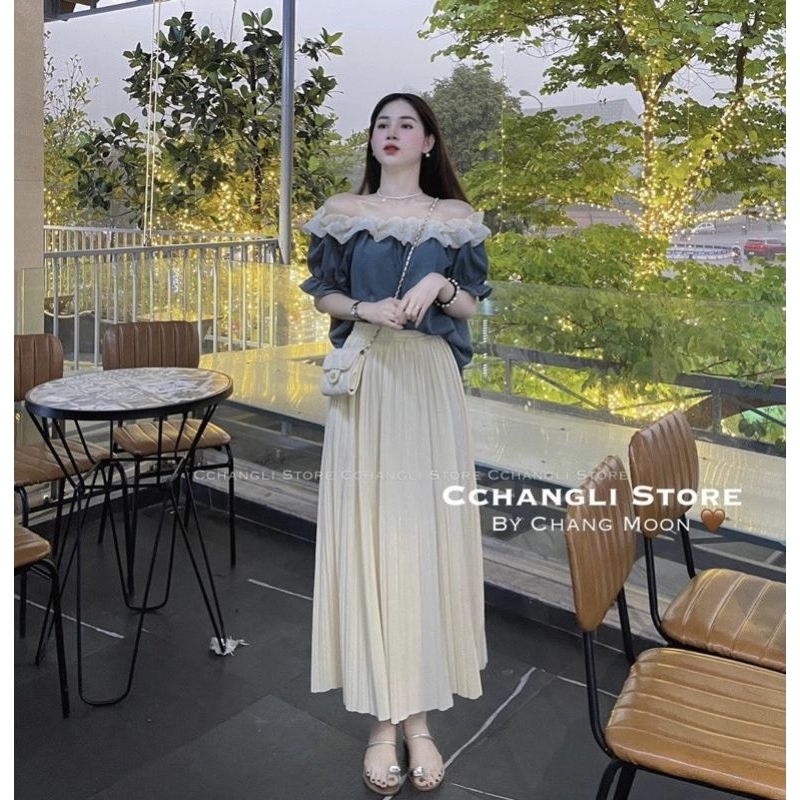 Áo Váy Jean Trễ Vai Nữ Viền Bèo Dài Tay - Halinh Shop - Áo Trễ Vai Bò Nữ Đính Tag Đá Tặng Kèm Xinh Diện Thu Hàng L1