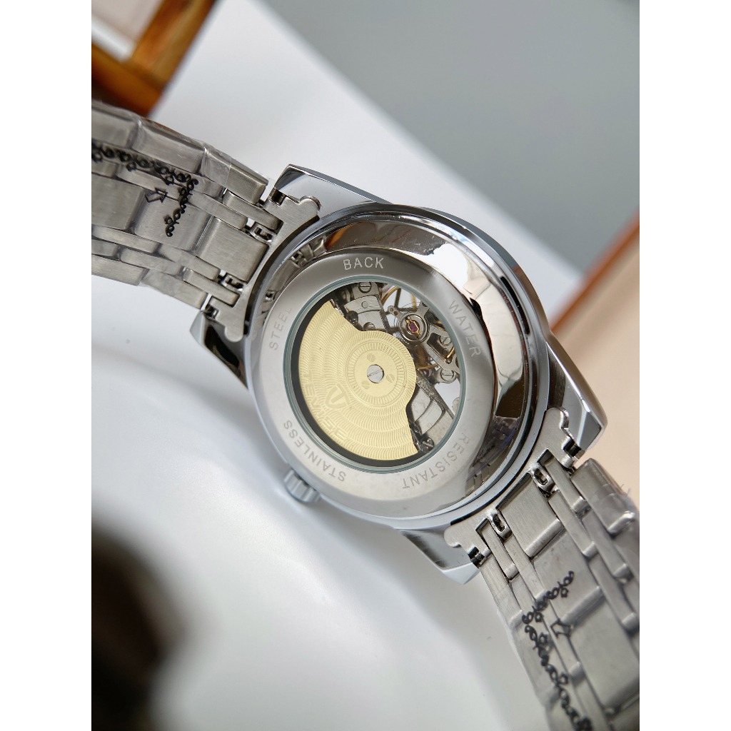 Đồng hồ nam Tevise cơ lộ máy với thiết kế mặt xanh rêu trẻ trung cực sang trọng, NaiWatch