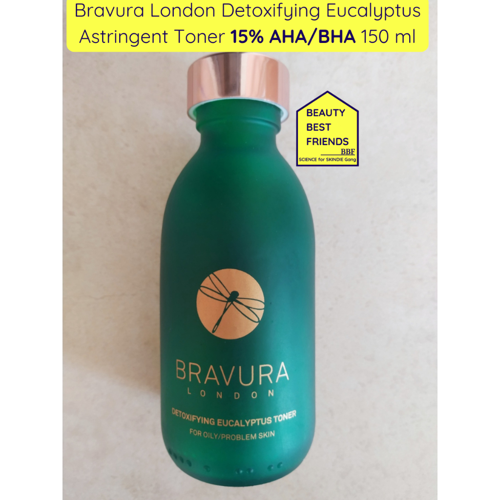 Toner tẩy da chết Bravura London Detoxifying Eucalyptus Astringent Toner 15% AHA/BHA 150ml