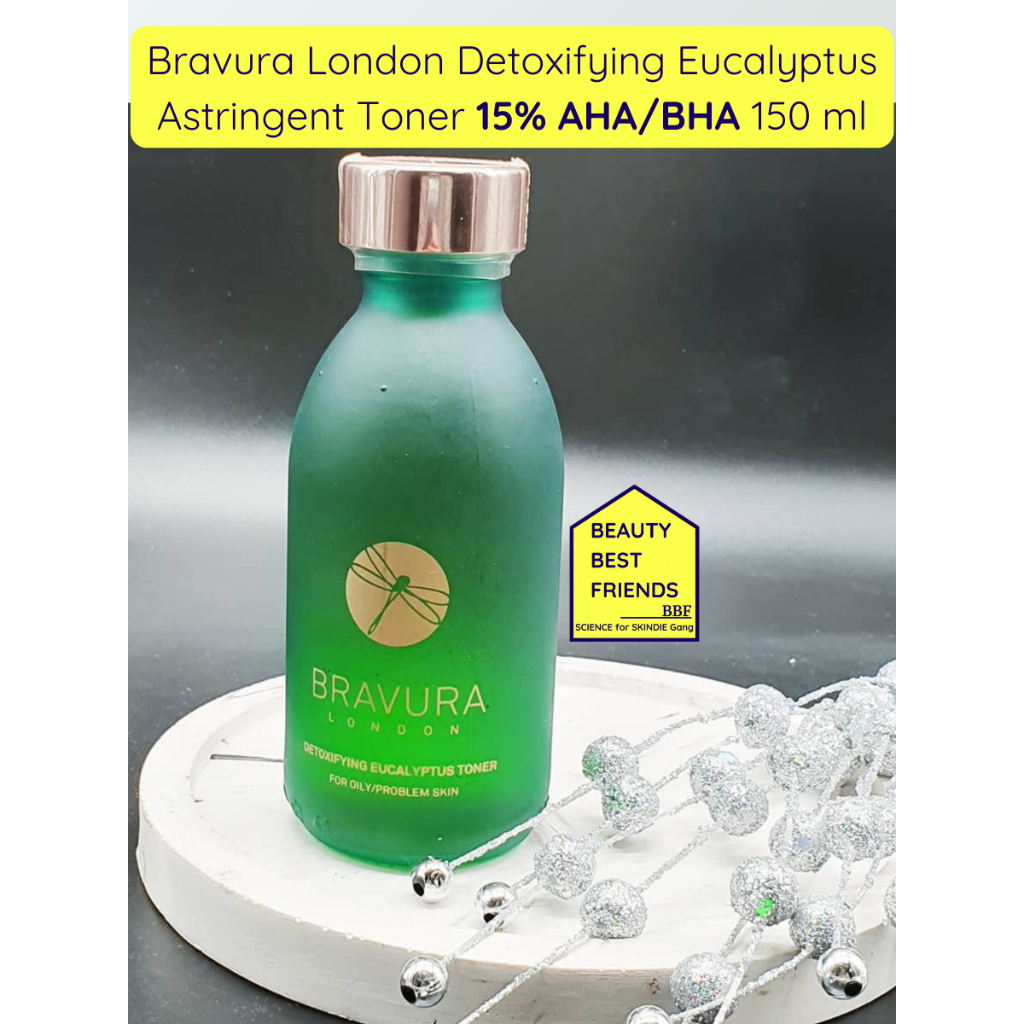 Toner tẩy da chết Bravura London Detoxifying Eucalyptus Astringent Toner 15% AHA/BHA 150ml