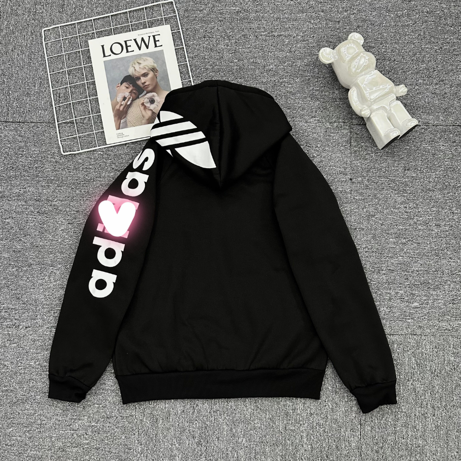 Áo Khoác Nam Nỉ Hoodie Zip A Đi Đát Thêu Logo Viền Tay Siêu Đẹp - Áo Khoác Nam Nữ Nỉ Hoodie Zip A Đi Đát Cao Cấp