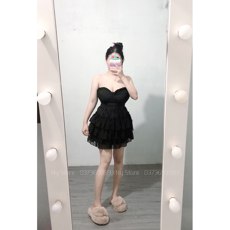 SET ÁO CUP ĐAN DÂY CHÂN VÁY TẦNG