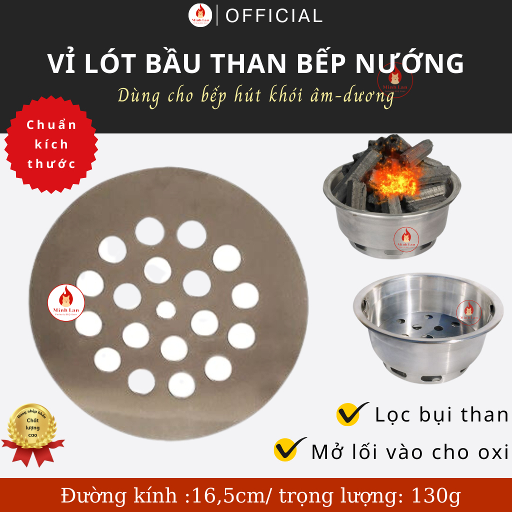 Vỉ lót bầu đựng than bếp nướng than hoa không khói (tấm chắn than)