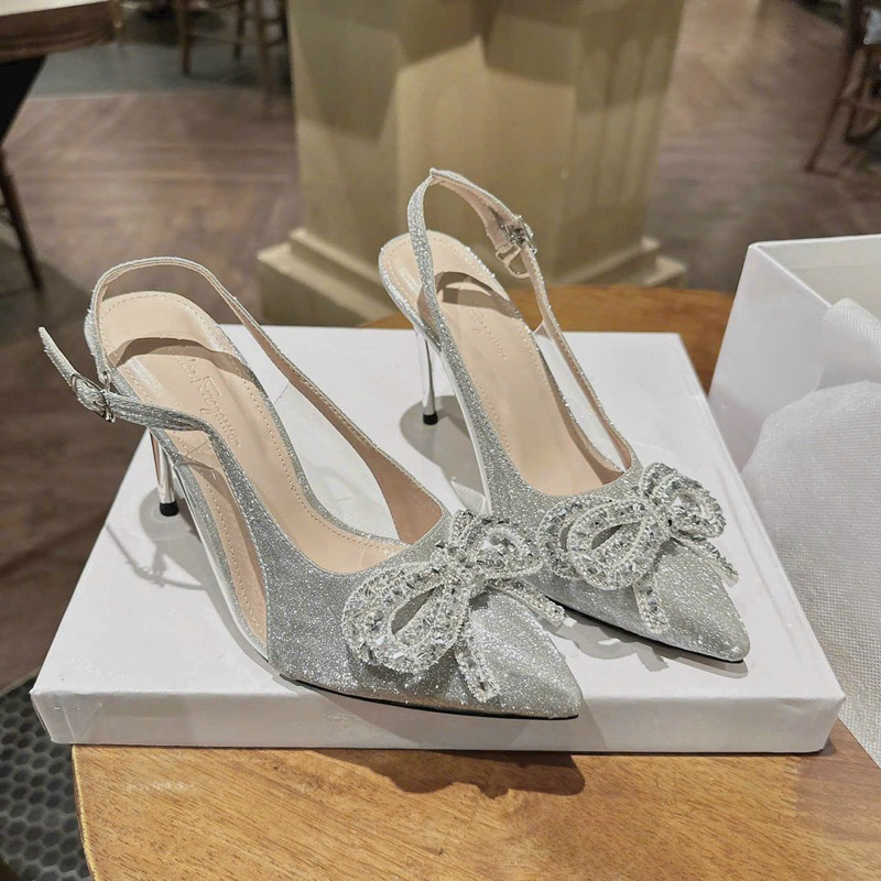 Giày cao gót nơ đá mũi nhọn cao 7 phân siêu sang chảnh